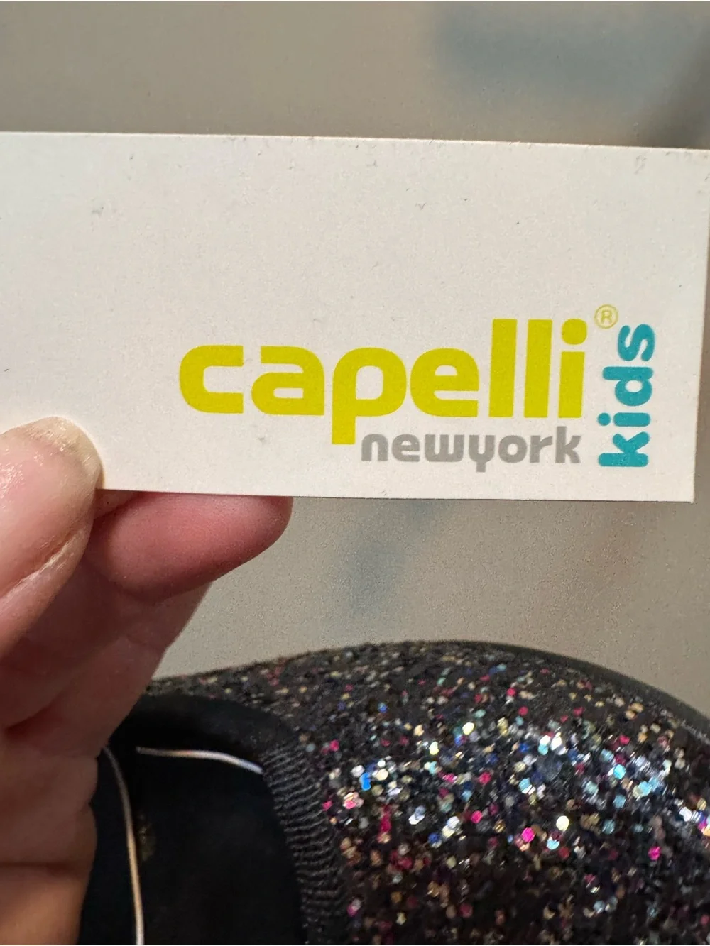 Capelli of New York Kids Black Glitter Ballet Flats